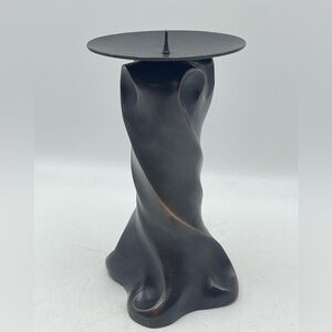 Bronze Metal 7” Pillar Candle Holder with Twisted Design Details Made in India